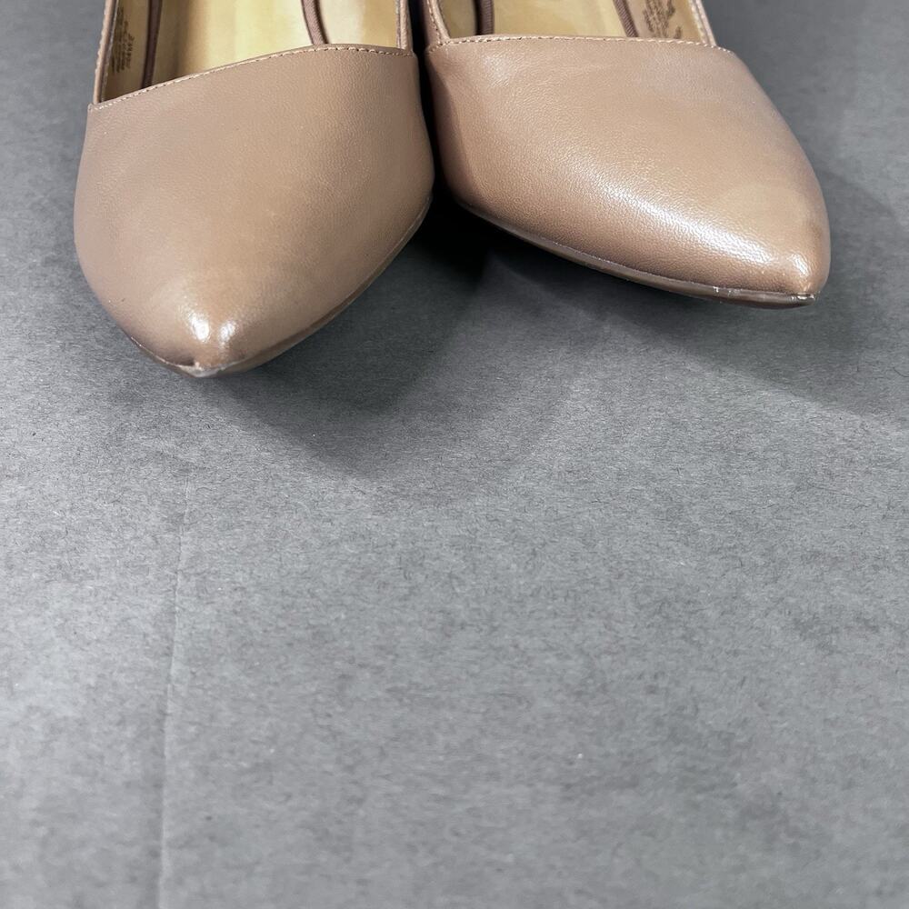 Franco Sarto Frankie Wedge Pumps Women's 10M Cool Taupe Leather Pointed Toe Nude - Picture 3 of 11
